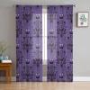 AMZRicher Halloween Haunted House Sheer Curtains 84 Inch Length 2 Panels Set, Halloween Mansion Decor Purple Semi Transparent Voile Rod Pocket Curtains for Living Dining Room Bedroom Drapes view 1