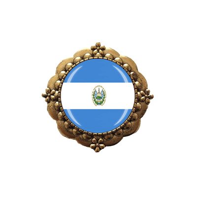3D Salvador Flag Glass Crystal Brooch Metal Souvenir Men Women Clothes Decoration Valentine's Day Birthday Gift