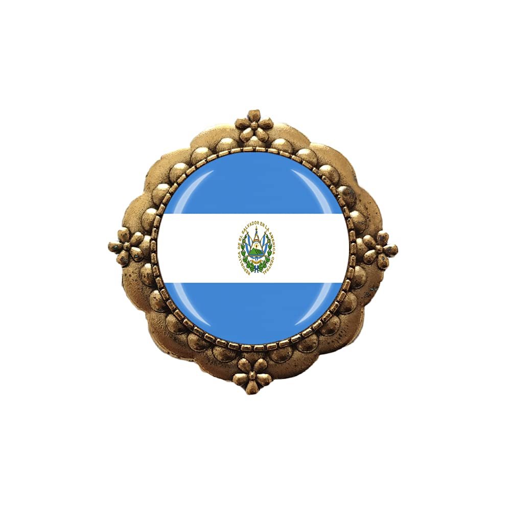 3D Salvador Flag Glass Crystal Brooch Metal Souvenir Men Women Clothes Decoration Valentine's Day Birthday Gift