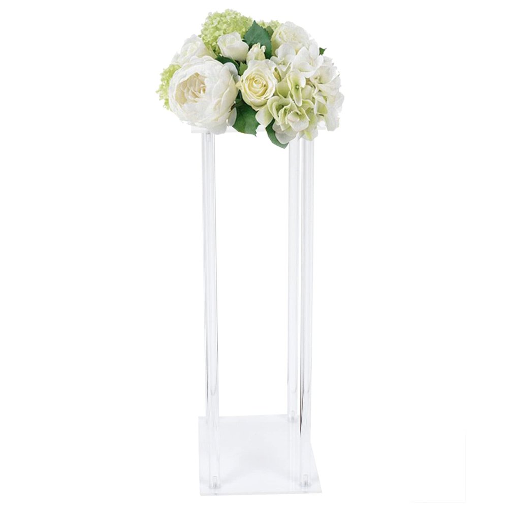 2Pcs Wedding Flower Vase Tabletop acrylic Flower Stand Floor Vases Clear Wedding Centerpiece Stand Display Rack Aisle Decoration Pillar for Lawn Wedding Hotel Opening Ceremony Banquet Decor (80cm)