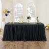 108in Black Tulle Table Skirts for Rectangle Tables 4/6/8ft, 2-Layer Gold Grim Ruffle Tulle Tutu Cloth Table Skirt 9ft Long Decor Birthday Party Wedding Graduation Cake Dessert(No Table Cover) view 1