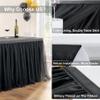 108in Black Tulle Table Skirts for Rectangle Tables 4/6/8ft, 2-Layer Gold Grim Ruffle Tulle Tutu Cloth Table Skirt 9ft Long Decor Birthday Party Wedding Graduation Cake Dessert(No Table Cover) view 3