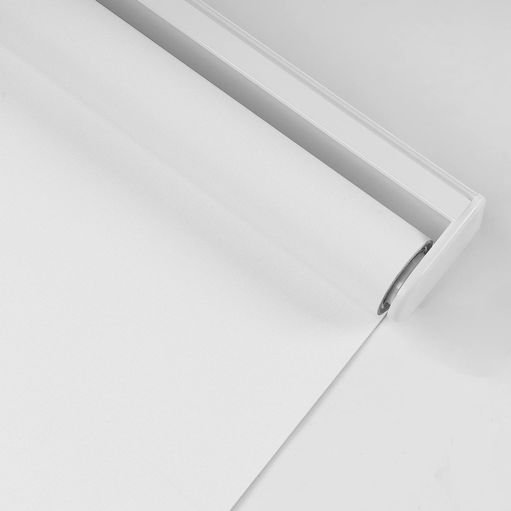 Boolegon Cordless Blackout Roller Shades,UV Protection Waterproof 100% Blackout Custom Window Blinds for Home Kitchen Bathroom Office,Easy to Install,White,43" W x 64" H