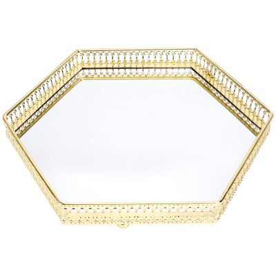 1pc Storage Tray Glass Jewelry Display Organizer Decorative Glass Tray Vanity Jewelry Trinket Holder Round Storage Plate Iron Multipurpose Board