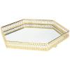 1pc Storage Tray Glass Jewelry Display Organizer Decorative Glass Tray Vanity Jewelry Trinket Holder Round Storage Plate Iron Multipurpose Board view 2