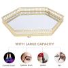 1pc Storage Tray Glass Jewelry Display Organizer Decorative Glass Tray Vanity Jewelry Trinket Holder Round Storage Plate Iron Multipurpose Board view 4