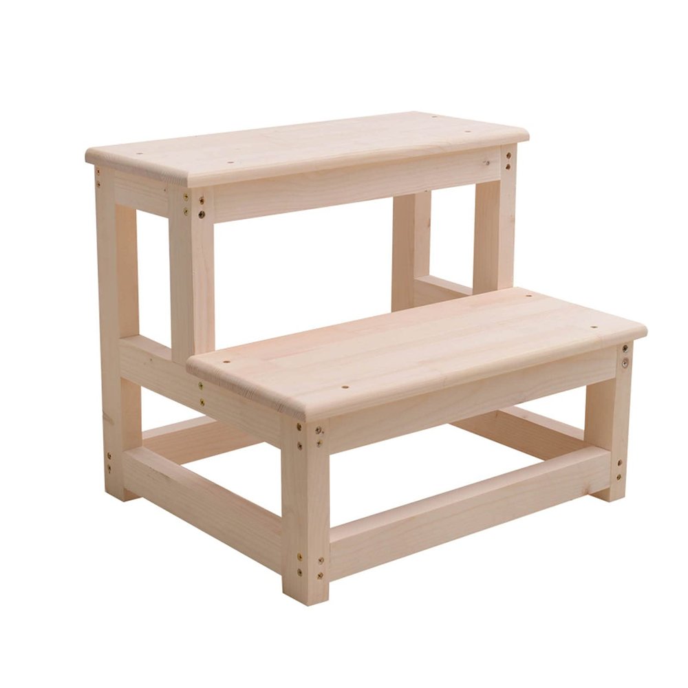 JLXJ Wooden Bed Step Stools for High Beds, Adults Toddlers Seniors 2 Step Stepping Stool, Multi-Purpose Step Ladder, Load: 150kg