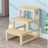 JLXJ 3 Tier Wood Step Stools, Beige Heavy Duty Stepping Ladder for Tall Beds, Waterproof Non-Slip Stool for Adults, Load: 150kg /330Ibs view 2