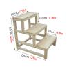 JLXJ 3 Tier Wood Step Stools, Beige Heavy Duty Stepping Ladder for Tall Beds, Waterproof Non-Slip Stool for Adults, Load: 150kg /330Ibs view 3