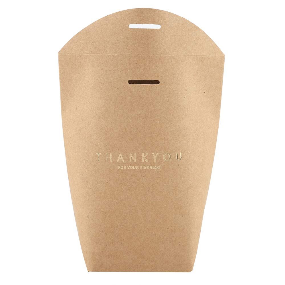 Cyrank 20Pcs Gift Bags Wedding Decorative Boxes with Thank You Words Printing Party Favor Bags for Anniversary Birthday Party Shower Gift(Brown)