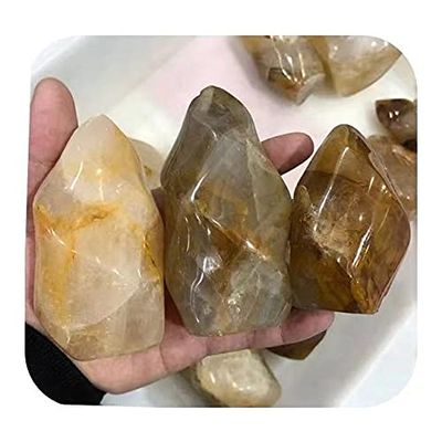 600g-700g Natural Healing Stone Quartz Torch Free Shape Tower Yellow Hematoid Crystal Flame for Home Decoration 1pc