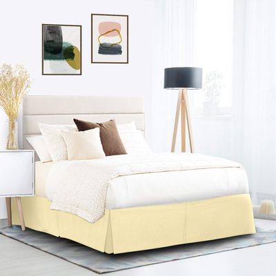 600 Thread Count 100% Cotton 1PC Tailored Pleated Bed Skirt Dust Ruffle Bed Skirt Never Lift Your Mattress Classic 18Drop Length Pleated Styling,Ivory/Split Cal-King
