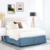600 Thread Count 100% Cotton 1PC Tailored Pleated Bed Skirt Dust Ruffle Bed Skirt Never Lift Your Mattress Classic 18Drop Length Pleated Styling,Blue Heaven/Split Cal-King view 1
