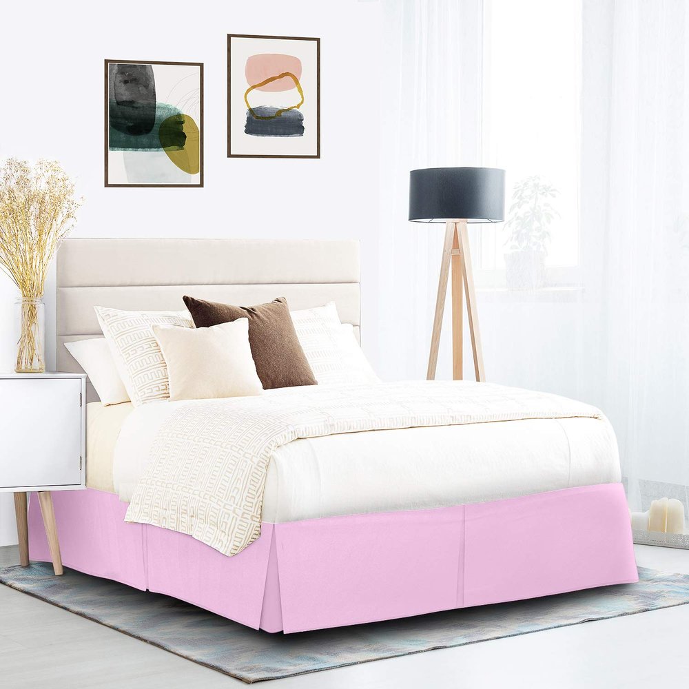 600 Thread Count 100% Cotton 1PC Tailored Pleated Bed Skirt Dust Ruffle Bed Skirt Never Lift Your Mattress Classic 18Drop Length Pleated Styling,Lilac/Split King