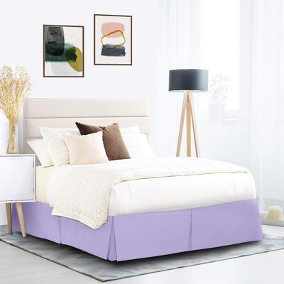 600 Thread Count 100% Cotton 1PC Tailored Pleated Bed Skirt Dust Ruffle Bed Skirt Never Lift Your Mattress Classic 18Drop Length Pleated Styling,Lavender/Split Cal-King