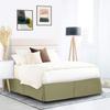 600 Thread Count 100% Cotton 1PC Tailored Pleated Bed Skirt Dust Ruffle Bed Skirt Never Lift Your Mattress Classic 18Drop Length Pleated Styling,Olive/Split Queen view 1