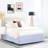 600 Thread Count 100% Cotton 1PC Tailored Pleated Bed Skirt Dust Ruffle Bed Skirt Never Lift Your Mattress Classic 18Drop Length Pleated Styling,Ice Blue/Split Queen view 1