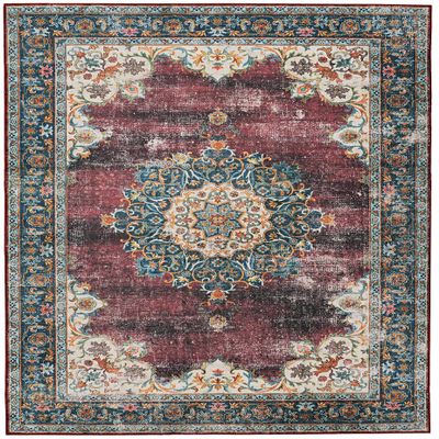 Linon Home Decor Products The Anywhere Washable Rug Carver Ivory & Burgundy 3' X 5' Accent Rug