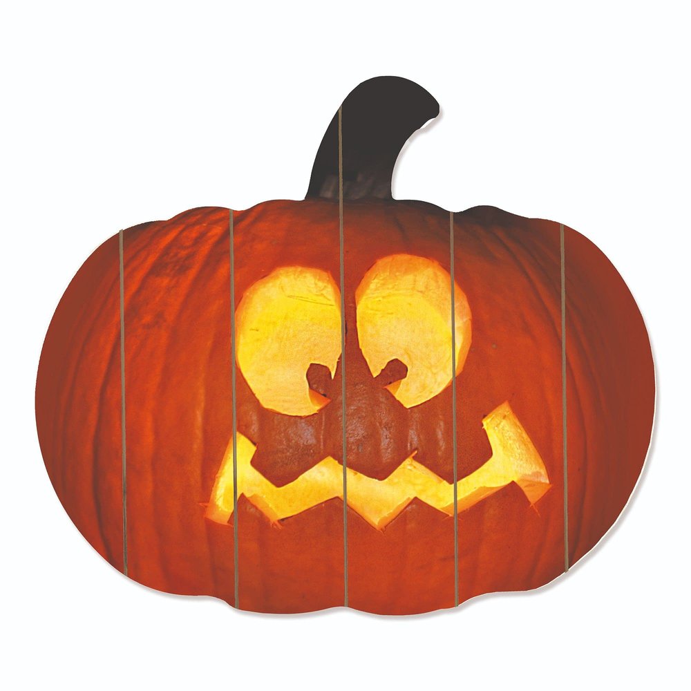 17" Orange and Yellow Spooked Jack O-Lantern Hanging Pumpkin Halloween Wall Decor