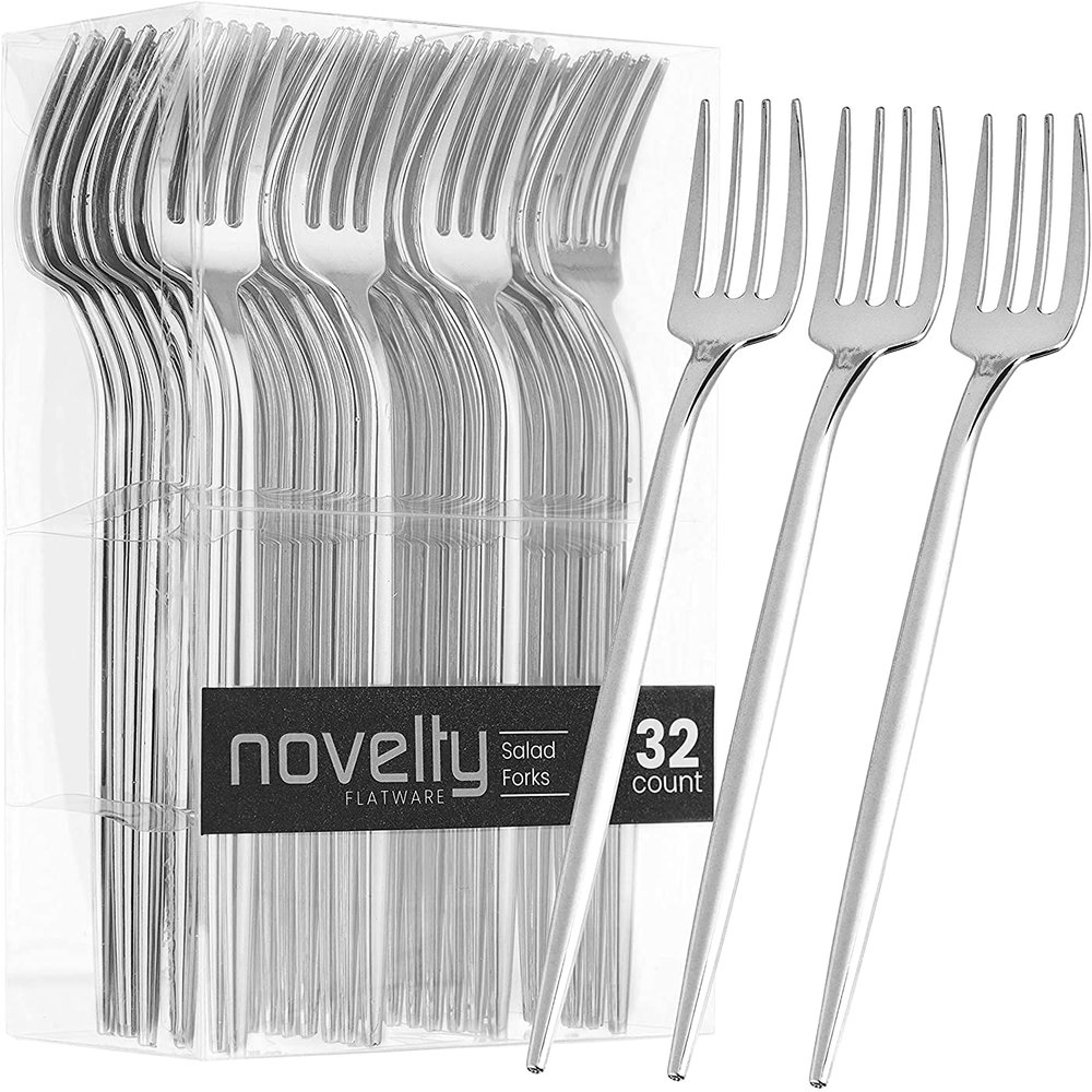 Elegant Novelty Silver Salad Plastic Forks (384)