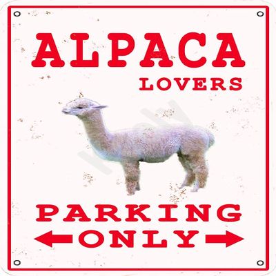Alpaca Lovers Parking Only Metal Vintage Tin Sign Wall Decoration 12x8 inches for Cafe Coffee Bars Restaurants Pubs Man Cave Decorative