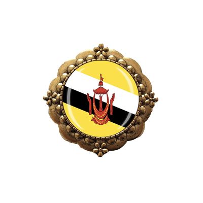 3D Brunei Flag Glass Crystal Brooch Metal Souvenir Men Women Clothes Decoration Valentine's Day Birthday Gift