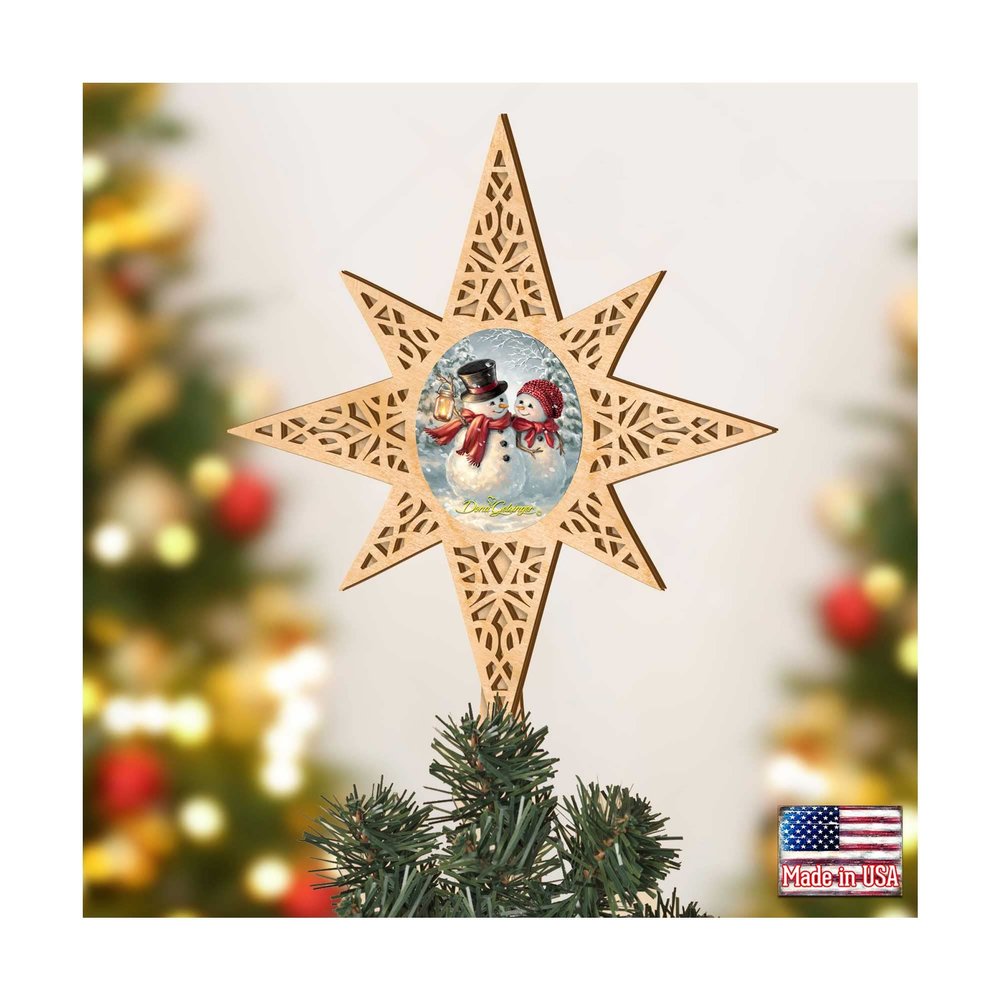 Snow In Love Wooden Tree Topper by Dona Gelsinger
