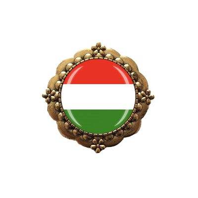 3D Hungary Flag Glass Crystal Brooch Metal Souvenir Men Women Clothes Decoration Valentine's Day Birthday Gift