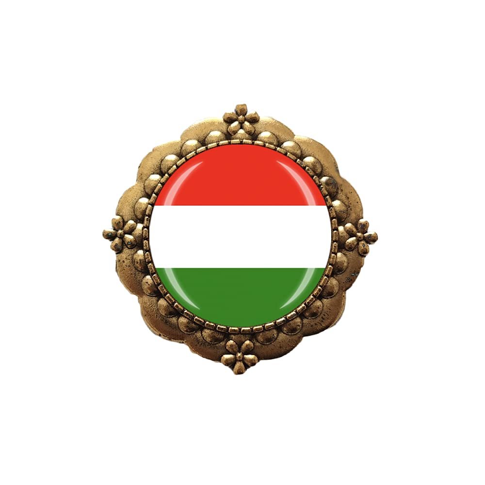 3D Hungary Flag Glass Crystal Brooch Metal Souvenir Men Women Clothes Decoration Valentine's Day Birthday Gift