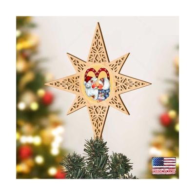 Merry Kissmas Wooden Tree Topper by Jamie Mills Price