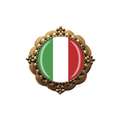 3D Italy Flag Glass Crystal Brooch Metal Souvenir Men Women Clothes Decoration Valentine's Day Birthday Gift