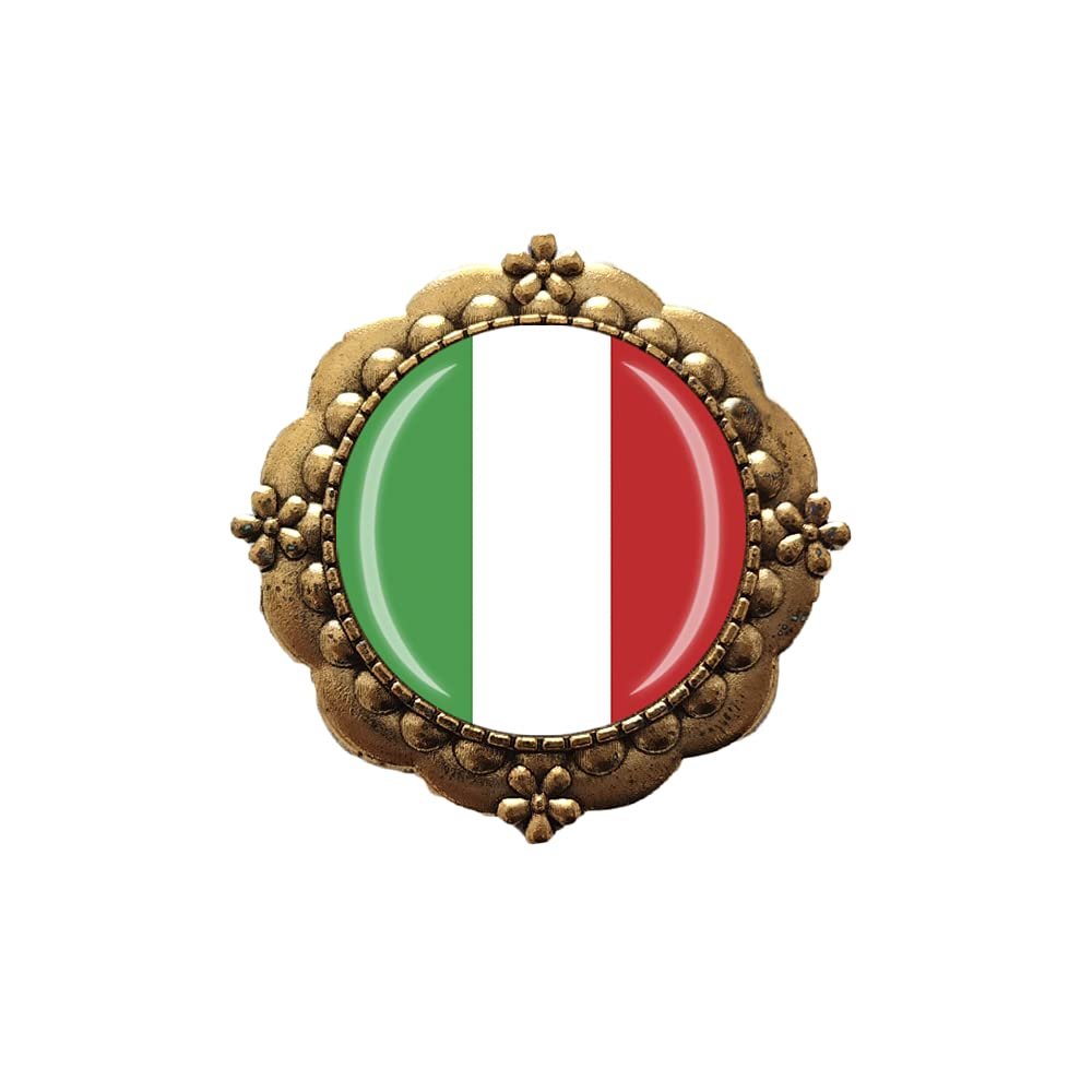 3D Italy Flag Glass Crystal Brooch Metal Souvenir Men Women Clothes Decoration Valentine's Day Birthday Gift