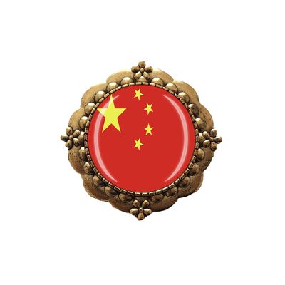3D China Flag Glass Crystal Brooch Metal Souvenir Men Women Clothes Decoration Valentine's Day Birthday Gift