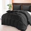 Soft 1000 TC Goose Down Alternative Egyptian Cotton Comforter Set (Comforter + 2 Pillow Cases) 400 GSM Over-Size Queen Black 98'' x 98'' view 3