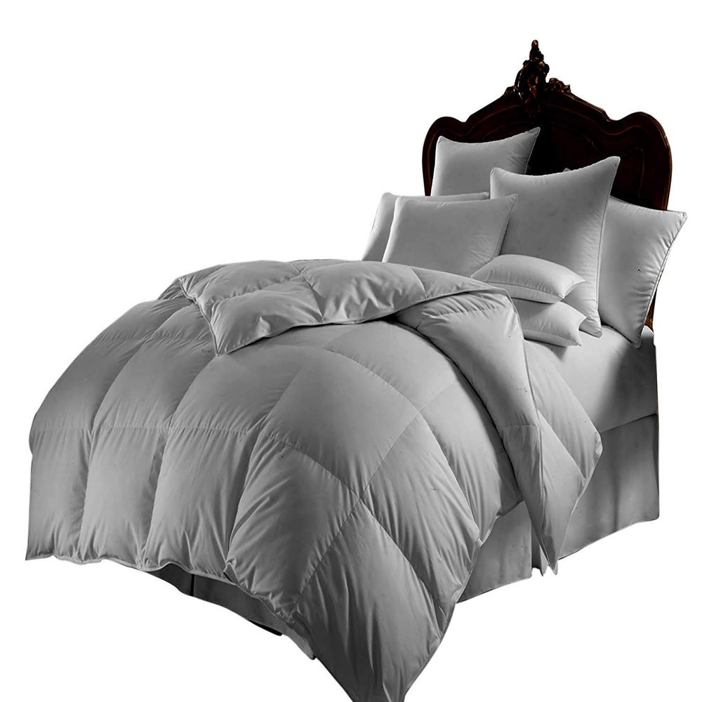 Soft 1000 TC Goose Down Alternative Egyptian Cotton Comforter Set (Comforter + 2 Pillow Cases) 400 GSM Twin XL Silver Gray 68'' x 90''