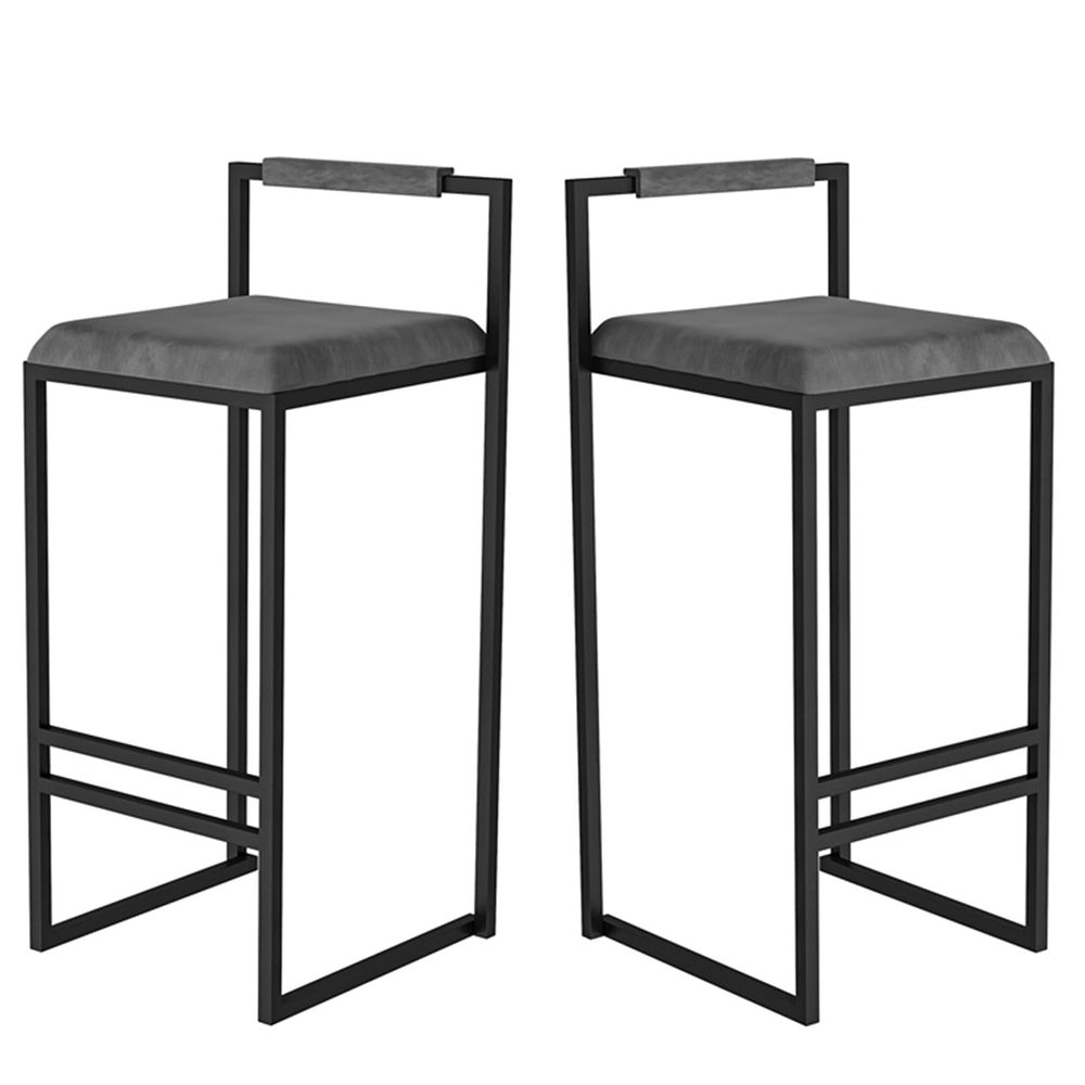 Bar Stools with Low Back Counter Stools for Kitchen Island, Dining Room and Living Room, Modern Designed Simple Square Pub Barstools(2pcs)