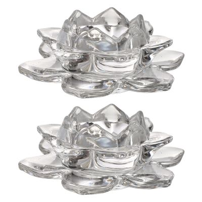 2Pcs Lotus Candle Holder Crystal Tealight Holders Votive Candle Cups for Home Decoration Votive Activity Wedding