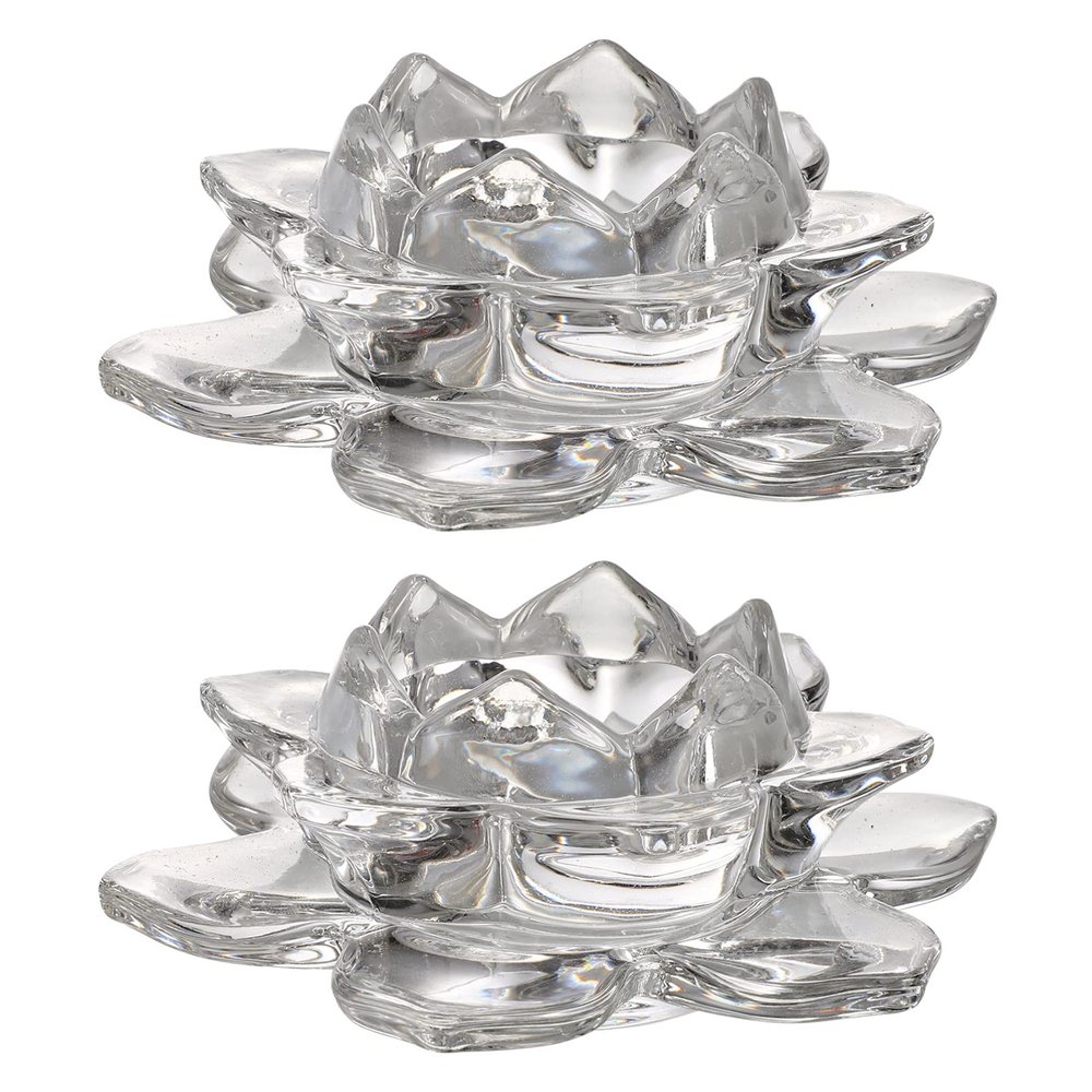 2Pcs Lotus Candle Holder Crystal Tealight Holders Votive Candle Cups for Home Decoration Votive Activity Wedding