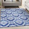 HomeRoots 100% Polypropylene 6 x 9 Blue and Ivory Damask Area Rug view 2