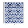 HomeRoots 100% Polypropylene 6 x 9 Blue and Ivory Damask Area Rug view 3