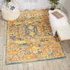 HomeRoots Teal/Sun 100% Polypropylene 4 x 6 Gold and Blue Antique Area Rug view 2