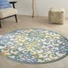 HomeRoots Ivory Blue 100% Polypropylene 4 Round Ivory and Blue Indoor Outdoor Area Rug view 3