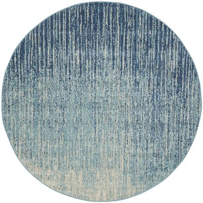 HomeRoots Navy/Light Blue 100% Polypropylene 4 Round Navy and Light Blue Abstract Area Rug