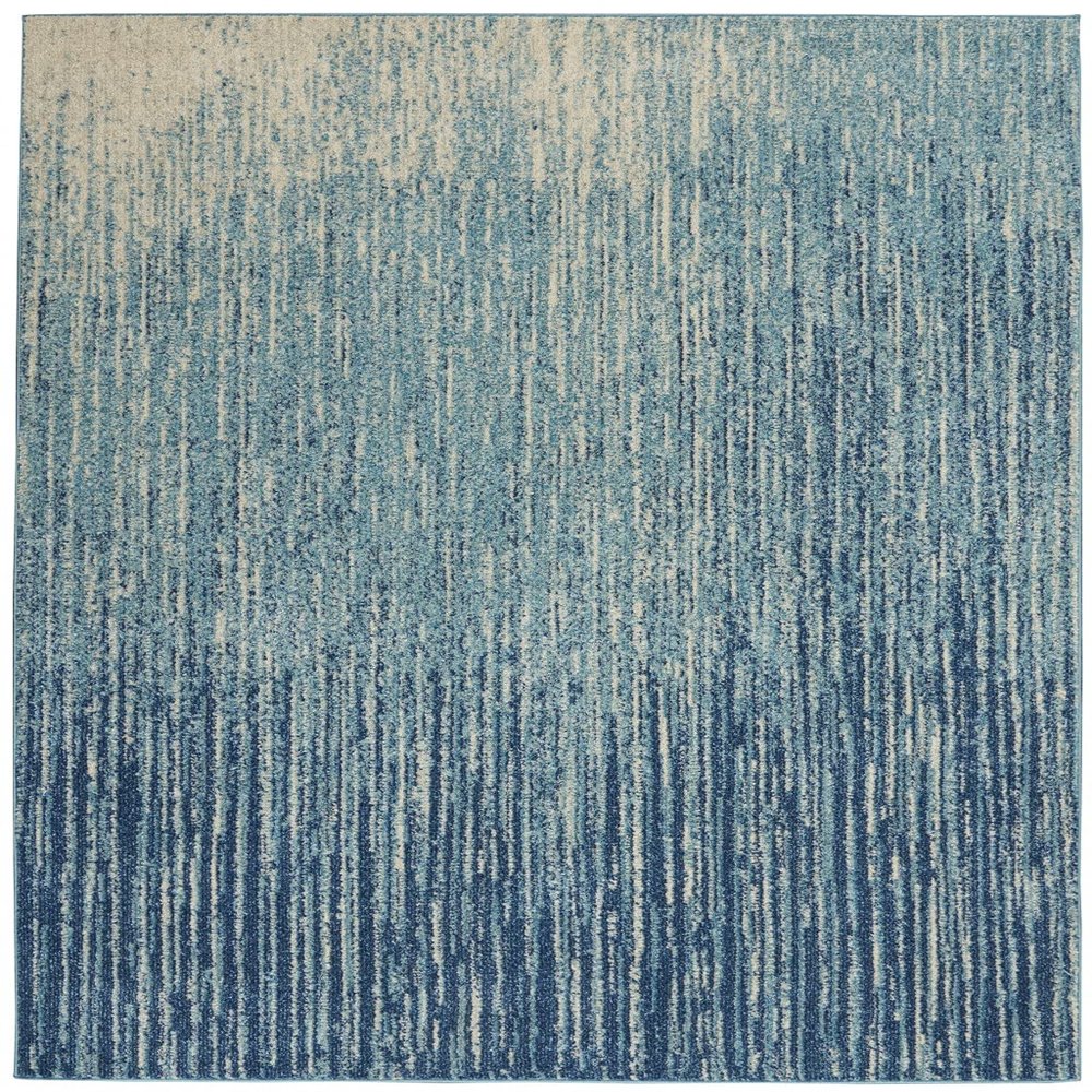 HomeRoots Navy/Light Blue 100% Polypropylene 5 x 7 Navy and Light Blue Abstract Area Rug
