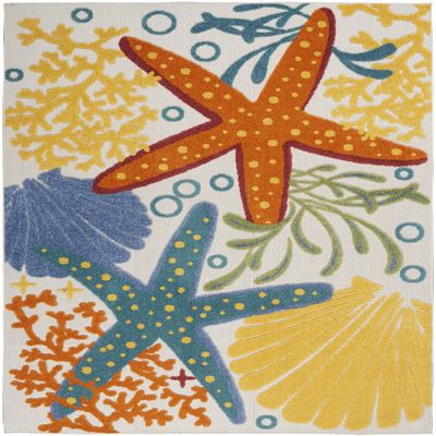 HomeRoots 100% Polypropylene 6 x 9' Multicolor Indoor Outdoor Area Rug