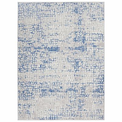 HomeRoots Grey Blue 100% Polypropylene 6 x 9 Gray and Blue Abstract Grids Area Rug