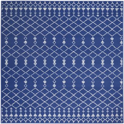 HomeRoots 100% Polypropylene 6 x 9 Navy Blue and Ivory Berber Pattern Area Rug