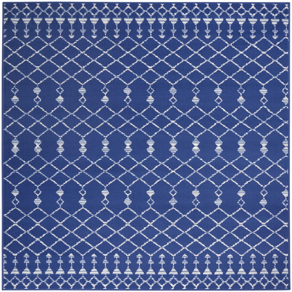 HomeRoots 100% Polypropylene 6 x 9 Navy Blue and Ivory Berber Pattern Area Rug