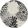 HomeRoots Black White 100% Polypropylene 4 Round Black Gray White Indoor Outdoor Area Rug view 1