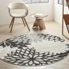 HomeRoots Black White 100% Polypropylene 4 Round Black Gray White Indoor Outdoor Area Rug view 2